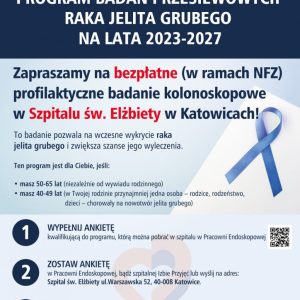 Kolonoskopia – badanie w kierunku raka jelita grubego. Możne je wykonać za darmo i bez skierowania w Szpitalu św. Elżbiety w Katowicach, Grupa American Heart of Poland.